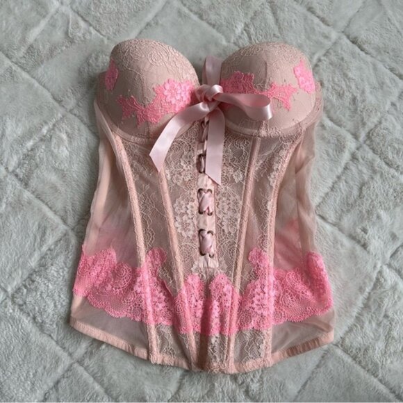 Victoria's SecretPink Front Lace Up Lace Bustier CorsetSize 34B